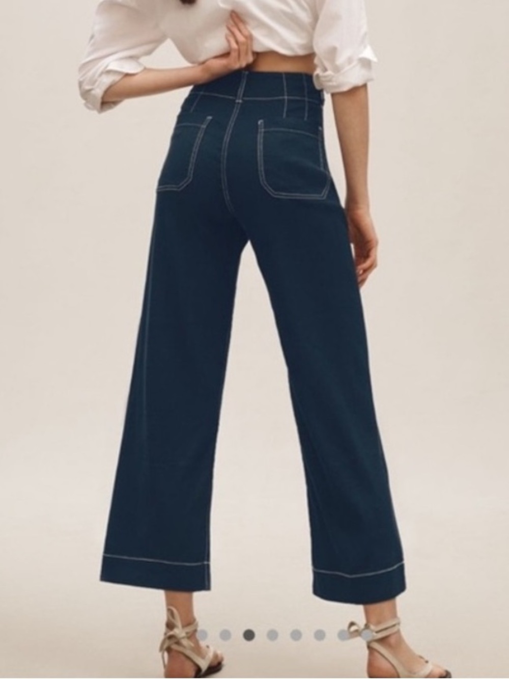 The Colette Contrast-Stitch Linen Pants by Maeve